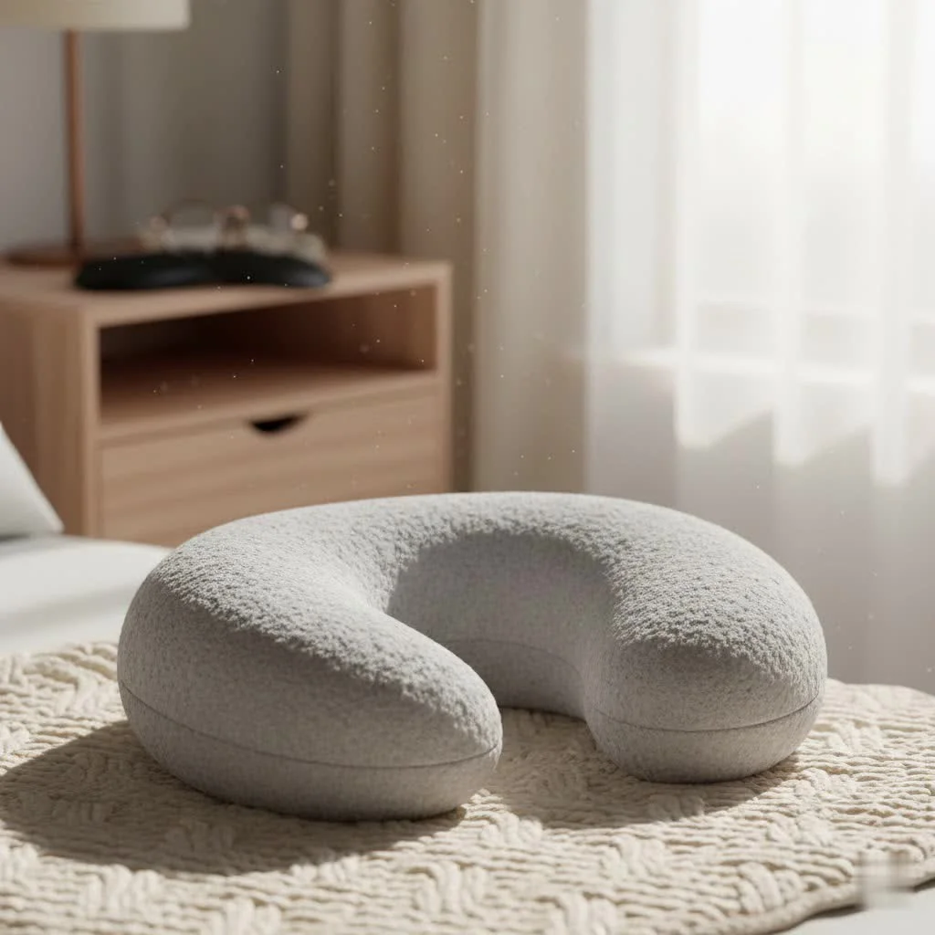 Person sleeping peacefully on a supportive neck pillow