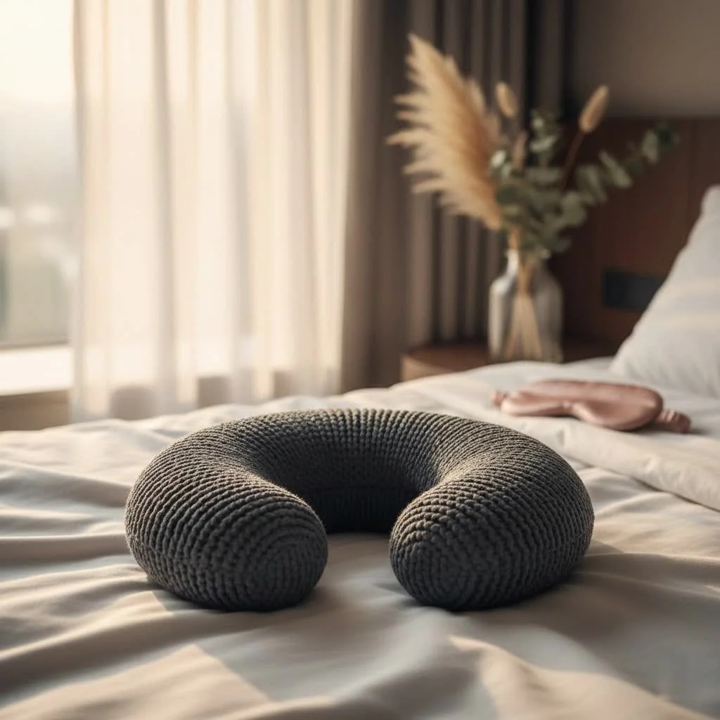Contoured memory foam neck pillow for pain relief